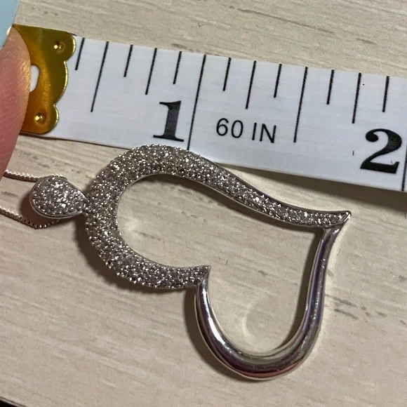 Pave white Gold necklace with charm - Picture 3 of 5